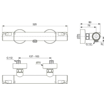 Baterie de duș termostatată Ideal Standard, Ceratherm T50 Cool Body, crom